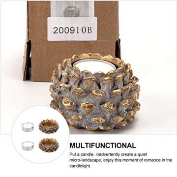 PRETYZOOM Votive Candle Holders Pine Cone Candle Holder Vintage Incense Holder Dinner Table Centerpiece for Dinner Wedding Parties Home Decor Household 2Pcs