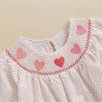 Toddler Baby Girl Valentines Heart Embroidery Dress