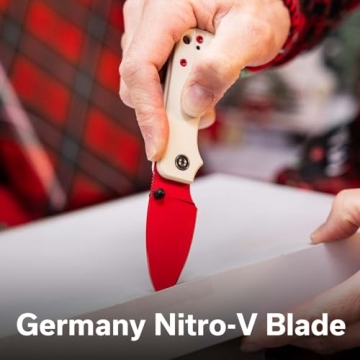 CIVIVI Baby Banter Pocket Knife for EDC, Ben Petersen Folding Knife with 2.34 in Nitro V Steel Blade G10 Handle, Titanium Thumb Stud Opener C19068S-7(Red)