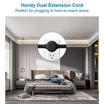 Twin Extension Cord with Multiple Outlets, 12 Ft Double Extension Cord - 6 Ft On Each Side, Dual Extension Cord 6 Outlets, Flat Head (Wall Hugger) Extension Cord Power Strip for Indoor Use