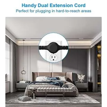 Twin Extension Cord with Multiple Outlets, 12 Ft Double Extension Cord - 6 Ft On Each Side, Dual Extension Cord 6 Outlets, Flat Head (Wall Hugger) Extension Cord Power Strip for Indoor Use