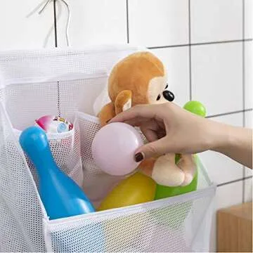 ALYER Hanging Mesh Bath Toy Organizer Bag for Kids
