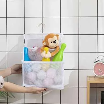 ALYER Hanging Mesh Bath Toy Organizer Bag for Kids