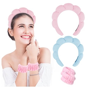 Fluffy Spa Headband for Women - 2 Pack Skincare & Shower Accessory