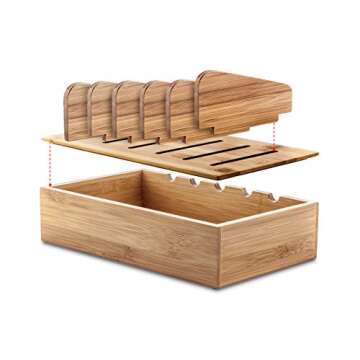 Prosumer's Choice Charging Station for Multiple Devices - Bamboo Charger Organizer, Wooden Cable Man...