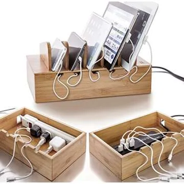Stylish Bamboo Charging Station for Multiple Devices
