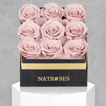 NATROSES Forever Preserved Roses in a Box, 100% Real Roses That Last Up to 3 Years, Flowers for Deli...