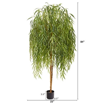 Nearly Natural 7ft Willow Artificial Silk Tree for Home Decor