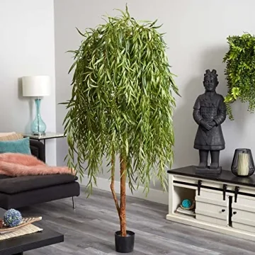 Nearly Natural 7ft Willow Artificial Silk Tree for Home Decor