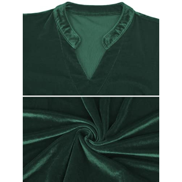 Mokayee Green Velvet Dress with Puff Sleeves and Pockets