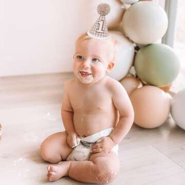 Agkvw Hat - Boho 1st Birthday Hat, Neutral 1st Birthday Decoration, Cake Smash Props, for Boys and G...