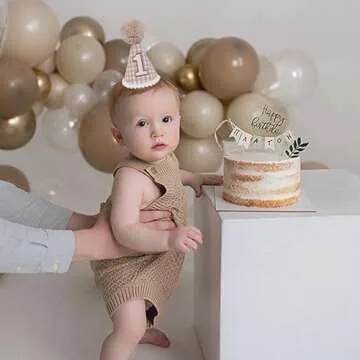 Agkvw Hat - Boho 1st Birthday Hat, Neutral 1st Birthday Decoration, Cake Smash Props, for Boys and Girls, Brown, Felt Cloth
