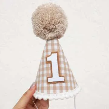 Agkvw Hat - Boho 1st Birthday Hat, Neutral 1st Birthday Decoration, Cake Smash Props, for Boys and Girls, Brown, Felt Cloth