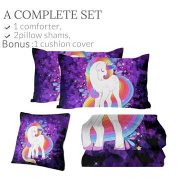 Sleepwish Unicorn Comforter Set for Girls - 4 Pieces