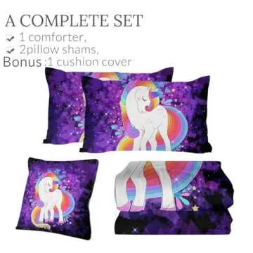 Sleepwish Unicorn Comforter Set for Girls - 4 Pieces