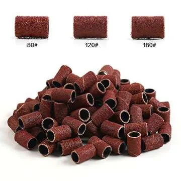 Shelloloh 300pcs Sanding Bands for Nail Drill Manicure Pedicure #80#120#180 Grit File Sanding Piece Set Professional Nail Sanding Bands bit Nail Art Tool