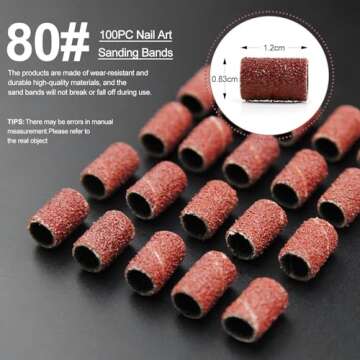 Shelloloh 300pcs Sanding Bands for Nail Drill Manicure Pedicure #80#120#180 Grit File Sanding Piece Set Professional Nail Sanding Bands bit Nail Art Tool