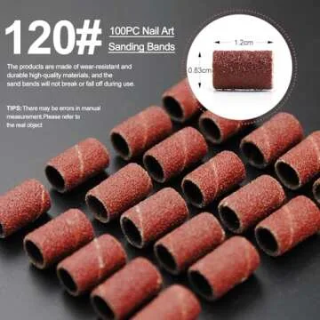 Shelloloh 300pcs Sanding Bands for Nail Drill Manicure Pedicure #80#120#180 Grit File Sanding Piece Set Professional Nail Sanding Bands bit Nail Art Tool