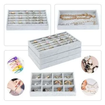 Fixwal 3-Piece Stackable Jewelry Tray Set for Organizing Jewelry