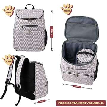 BAGLHER Dog Travel Bag Backpack, Airline Approved Pet Supplies Backpack, Dog Travel Backpack with 2 Silicone Collapsible Bowls and 2 Food Baskets BLW