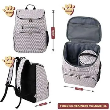 BAGLHER Dog Travel Bag Backpack, Airline Approved Pet Supplies Backpack, Dog Travel Backpack with 2 Silicone Collapsible Bowls and 2 Food Baskets BLW