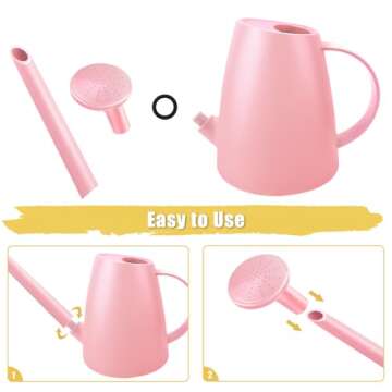 Watering Can for Indoor Plants, Small Watering Cans for House Plant Garden Flower, Long Spout Water Can for Outdoor Watering Plants 1. 8L 1/2 Gallon (Pink)