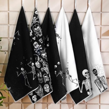 Bencailor Skull Kitchen Towels for Halloween Fun