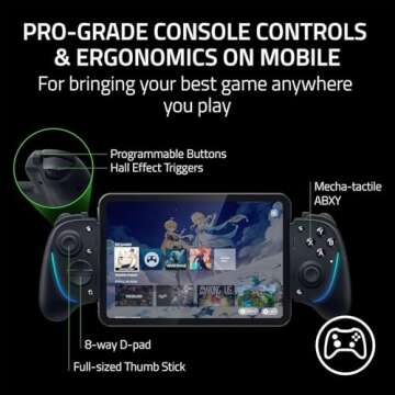 Razer Kishi Ultra Gaming Controller for Android, iPhone 15 & 16 Series, iPad Mini A17 Pro & 6 (USB C): Pro Controls - Ergonomic Grip - Stream PC, Xbox, PS5 Games on Mobile, Phone, Tablet (Renewed)