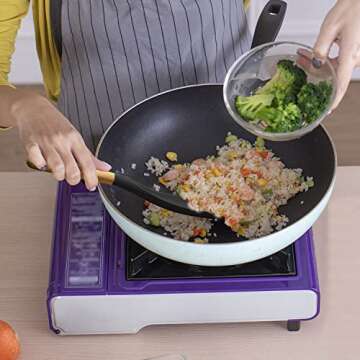 VOVOLY Silicone Cooking Spoon for Nonstick Cookware - Black 11.4"