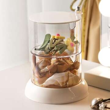 YIEZI 2-Layers Clear Jewelry Organizer, 360° Rotatable Small Cute Acrylic Jewelry Box for Hair Clip...