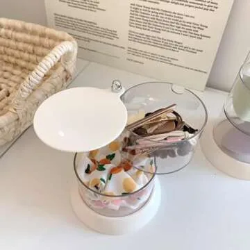 YIEZI 2-Layers Clear Jewelry Organizer, 360° Rotatable Small Cute Acrylic Jewelry Box for Hair Clip, Hair Tie, Earring, Necklace, Bracelet, Ring, Hair Accessories Holder for Girls