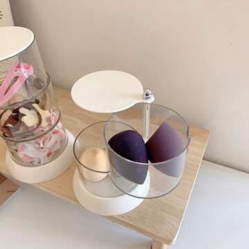 YIEZI 2-Layers Clear Jewelry Organizer, 360° Rotatable Small Cute Acrylic Jewelry Box for Hair Clip, Hair Tie, Earring, Necklace, Bracelet, Ring, Hair Accessories Holder for Girls