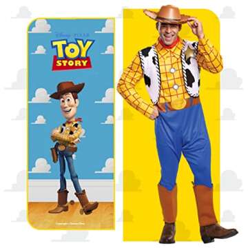 Disguise Men's Disney Pixar Toy Story and Beyond Woody Classic Costume, Yellow/Black/White/Brown, XX-Large