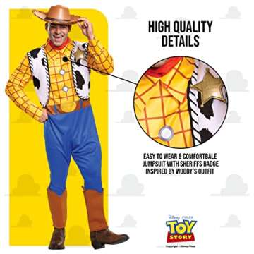 Disguise Men's Disney Pixar Toy Story and Beyond Woody Classic Costume, Yellow/Black/White/Brown, XX-Large