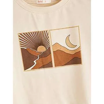 SweatyRocks Women's Cute Floral Print Cropped Tee Short Sleeve Crop Top Apricot A S