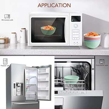 Unbreakable reusable mini Bowls Eco-Friendly Wheat Straw Dinner/Dessert/Salad Bowls Lightweight Noodle Bowl,Dishwasher & Microwave Safe bowls sets 5 Pieces (4.7')