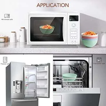 Unbreakable reusable mini Bowls Eco-Friendly Wheat Straw Dinner/Dessert/Salad Bowls Lightweight Noodle Bowl,Dishwasher & Microwave Safe bowls sets 5 Pieces (4.7')