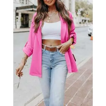 Imily Bela Women's Long Sleeve Open Front Coat in A-hot Pink