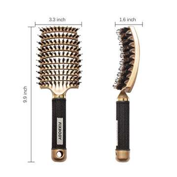 FIXBODY Boar Bristle Hair Brush - Curved & Vented & Oversize Design Detangling Hair Brush for Women ...
