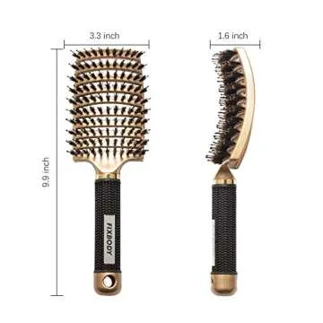 FIXBODY Boar Bristle Hair Brush - Curved & Vented & Oversize Design Detangling Hair Brush for Women ...