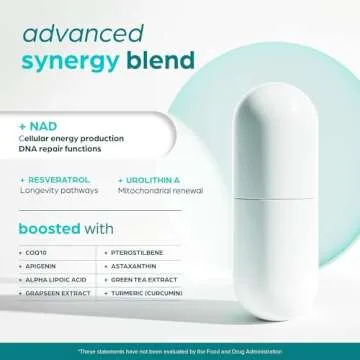 NAD Supplement 8457 mg Extra Strength NMN Alternative Liposomal for Women & Men w Urolithin A, Resveratrol, CoQ10, Alpha Lipoic Acid- Energy, Anti Aging Cell Regeneration 30 Day Supply Thinbi