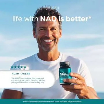 NAD Supplement 8457 mg Extra Strength NMN Alternative Liposomal for Women & Men w Urolithin A, Resveratrol, CoQ10, Alpha Lipoic Acid- Energy, Anti Aging Cell Regeneration 30 Day Supply Thinbi