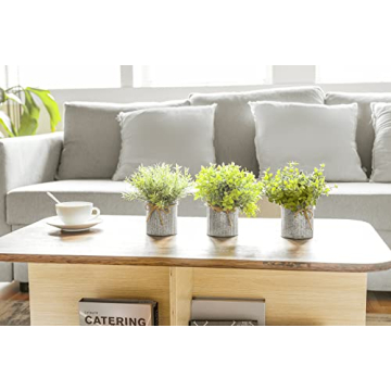 Rustic Mini Fake Plants in Galvanized Pots