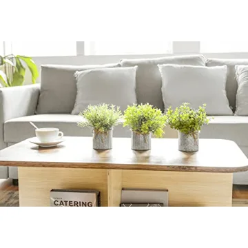 Rustic Mini Fake Plants in Galvanized Pots