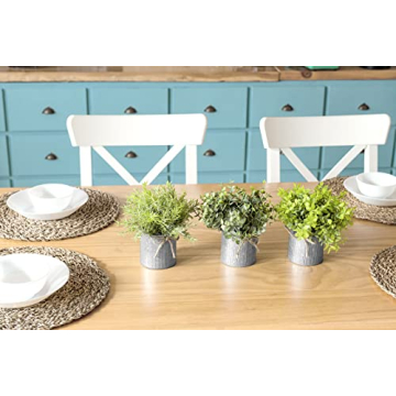 Rustic Mini Fake Plants in Galvanized Pots