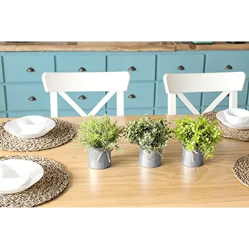 Rustic Mini Fake Plants in Galvanized Pots