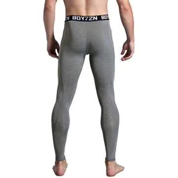 Boyzn Men's 2 Pack Compression Pants Cool Dry Workout Running Tights Workout Base Layer Leggings Black/Gray-S