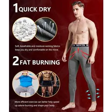 Boyzn Men's 2 Pack Compression Pants Cool Dry Workout Running Tights Workout Base Layer Leggings Black/Gray-S