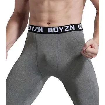 Boyzn Men's 2 Pack Compression Pants Cool Dry Workout Running Tights Workout Base Layer Leggings Black/Gray-S