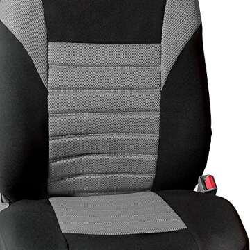 FH Group Car Seat Covers Front Set Premium 3D Air Mesh - Low Back Car Seats with Removable Headrest,Universal Fit,Automotive Seat Cover,Airbag Compatible Car Seat Cover for SUV,Sedan,Van Gray